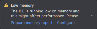 Low memory pop up