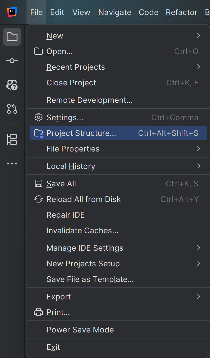 Open Project Structure