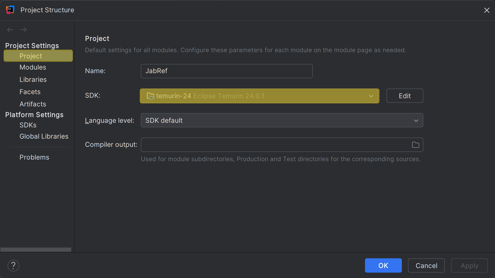 Project Structure - Project SDK