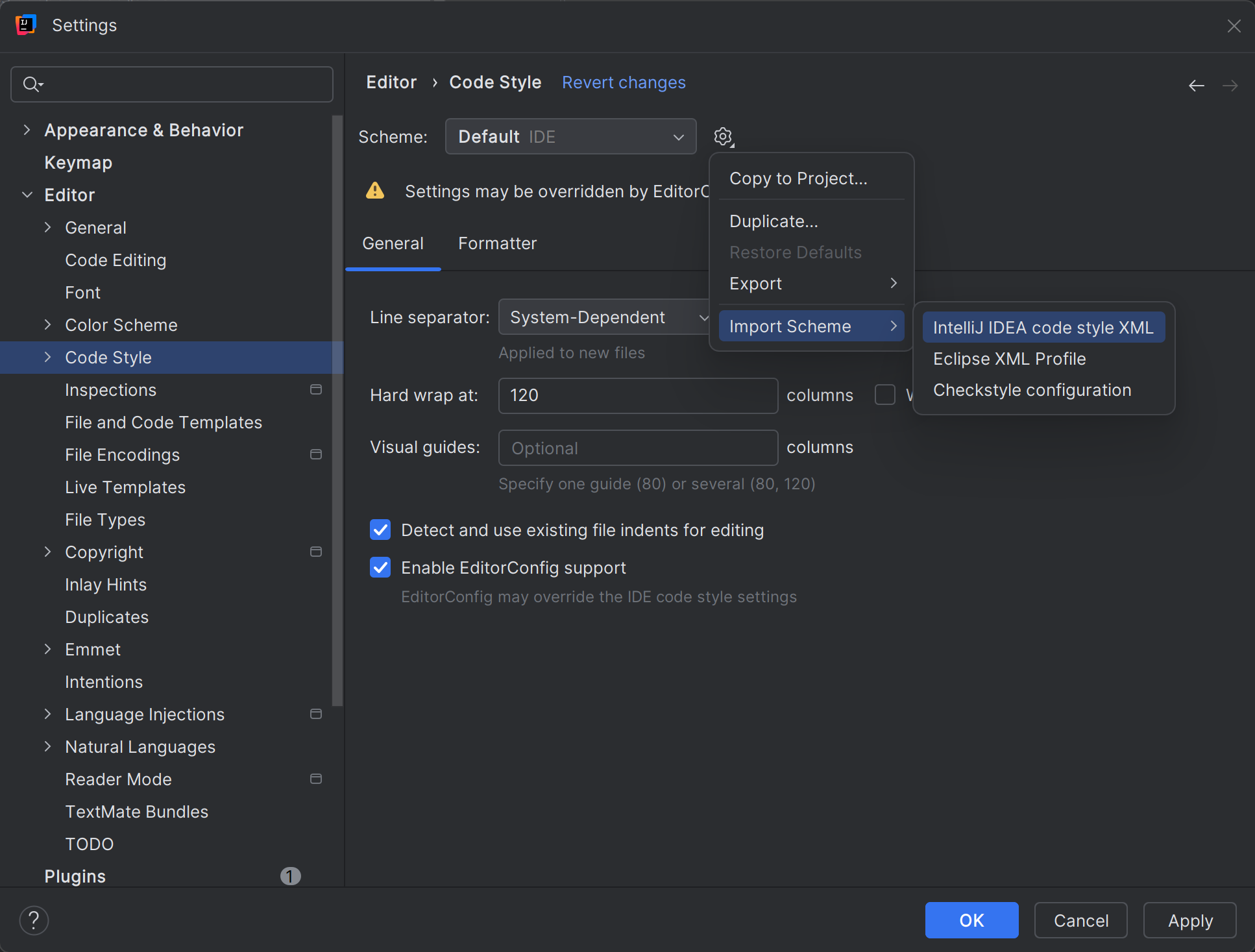 Location of IntelliJ IDEA code style XML