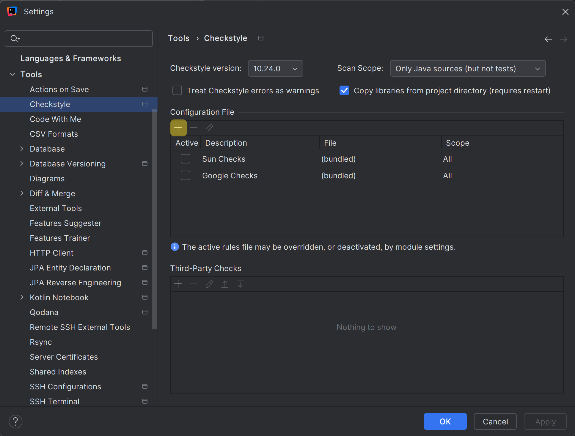 Trigger the rule import dialog
