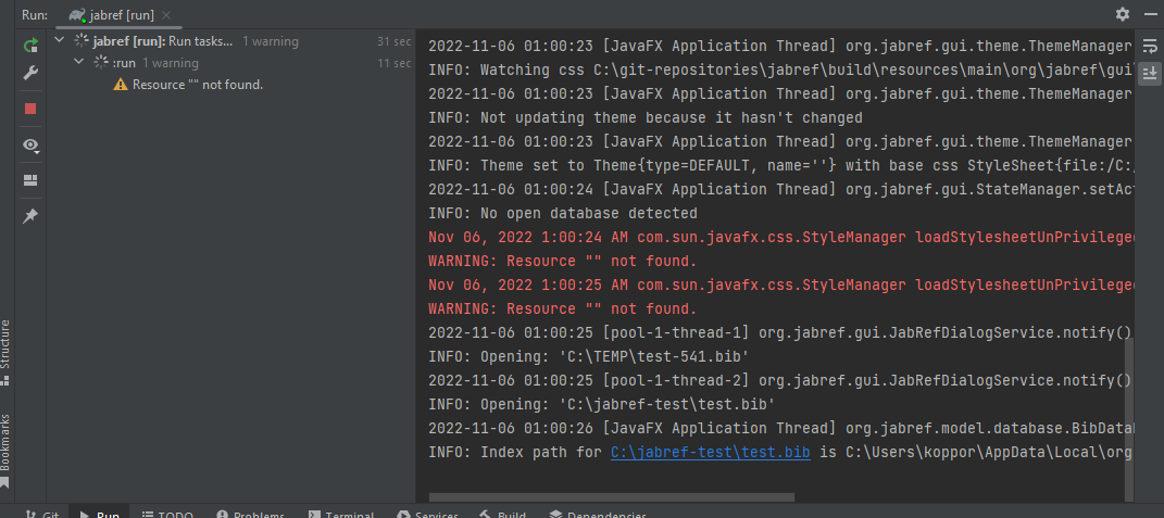 Gradle run window