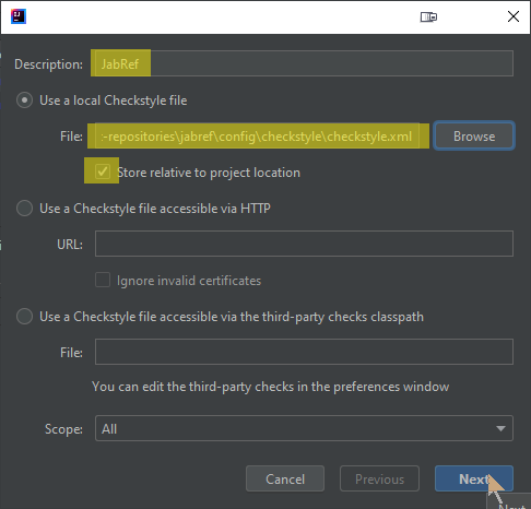 Filled Rule Import Dialog