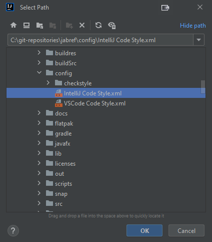 Browsing for config/IntelliJ Code Style.xml