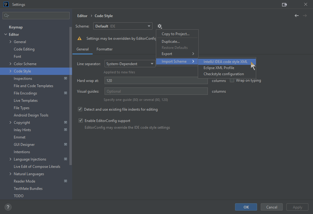 Location of IntelliJ IDEA code style XML