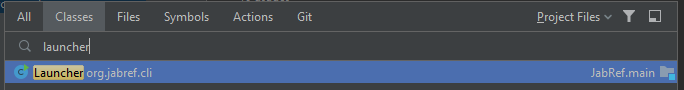 IntelliJ search for class “Launcher”