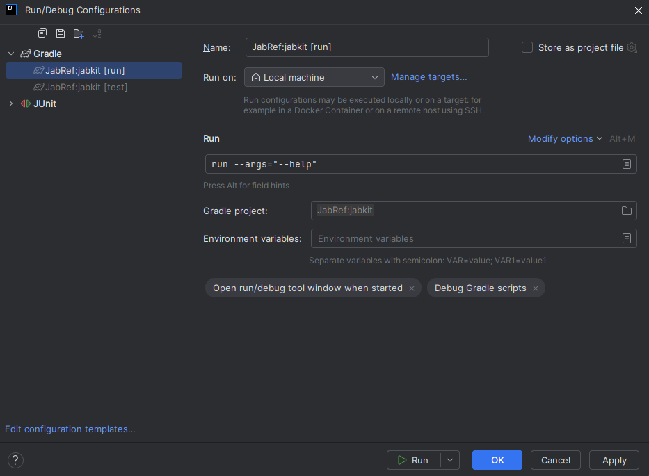 IntelliJ-run-configuration