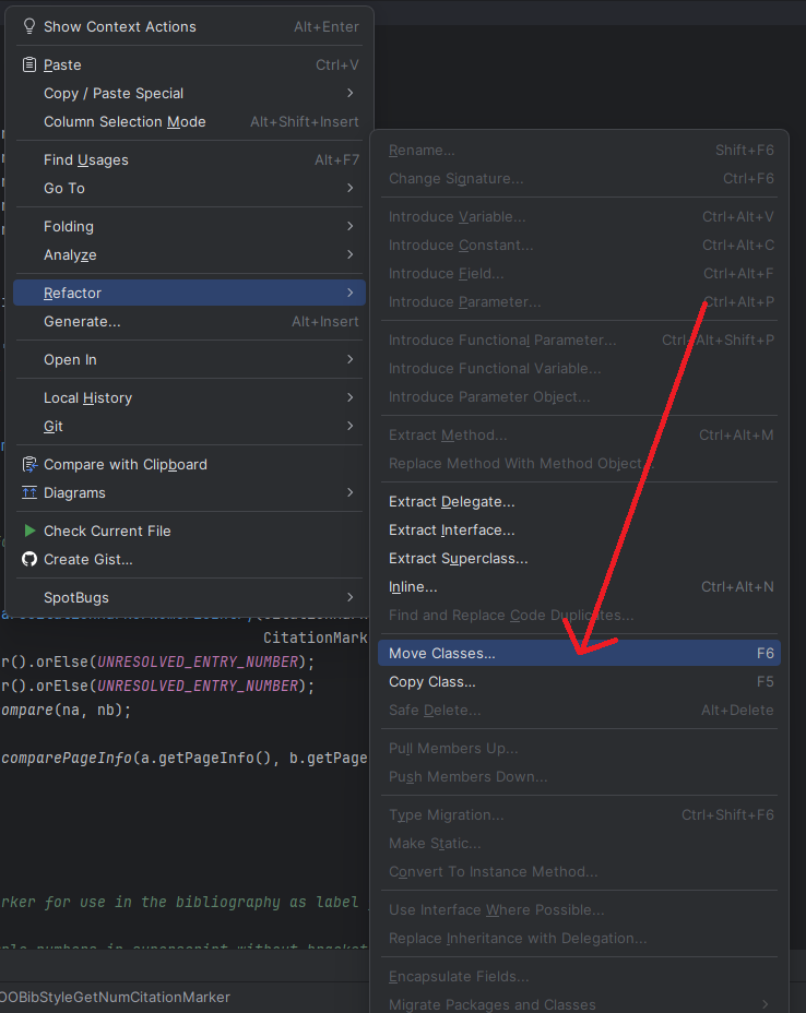 Moving a file using refactor